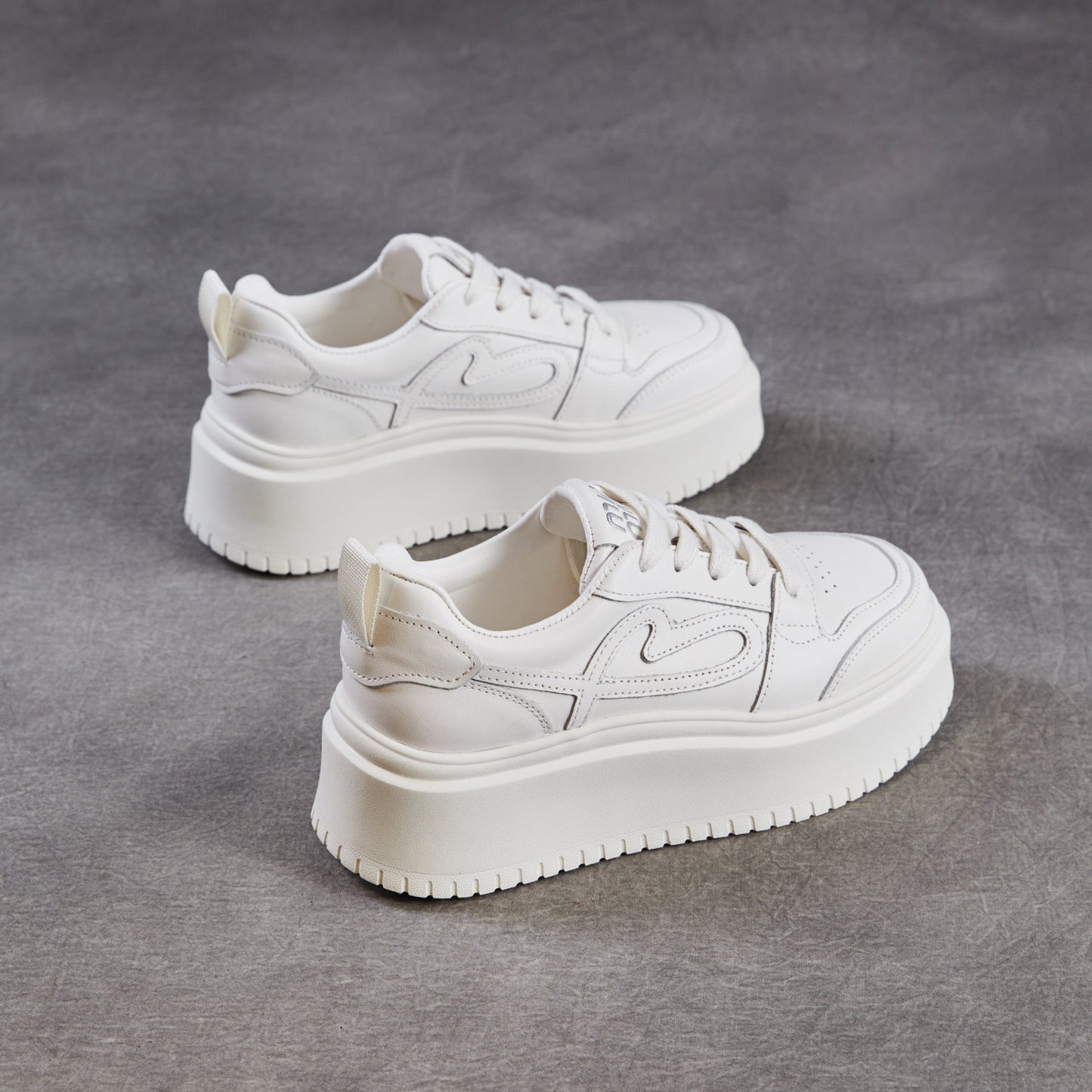 Women's First Layer Cowhide Simple Thick Bottom Hight Increasing Board Spring Women's Casual Shoes