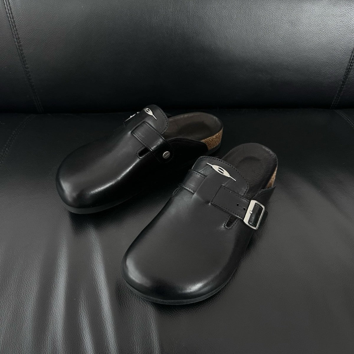 Women's Soft Bottom Comfortable Half Genuine Slip-on Flat Thick-soles Slippers