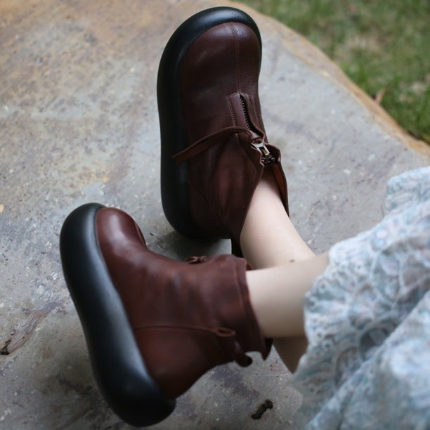 Women's Ankle Authentic Doll Head Platform Front Boots