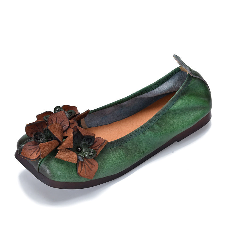 Handmade Retro Flat Bottom Comfort Authentic Mom Loafers