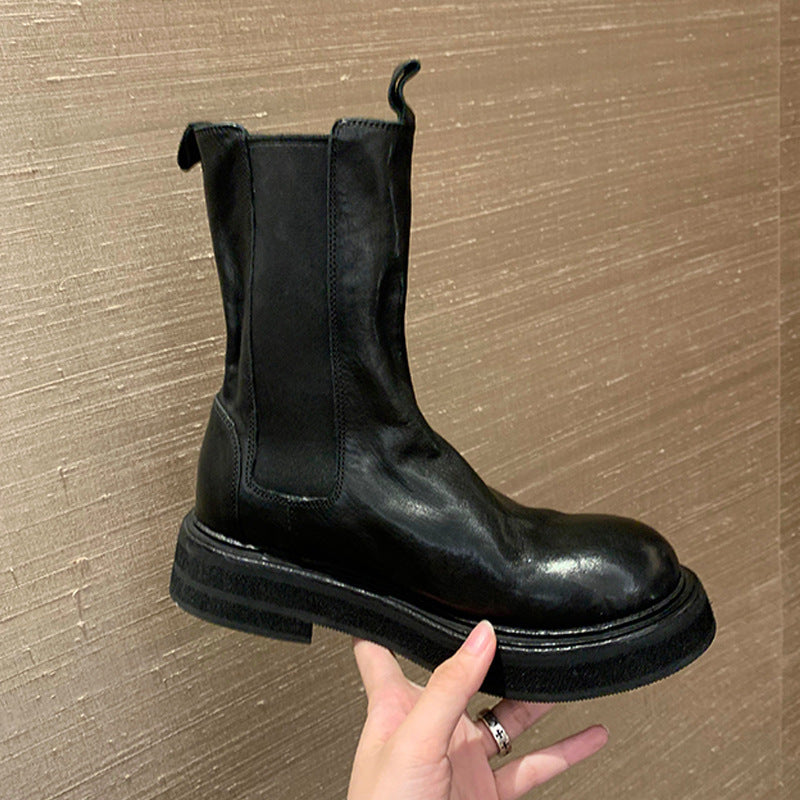 Women's Martin Veet Short Chelsea Platform Smoke Women's Leather Boots