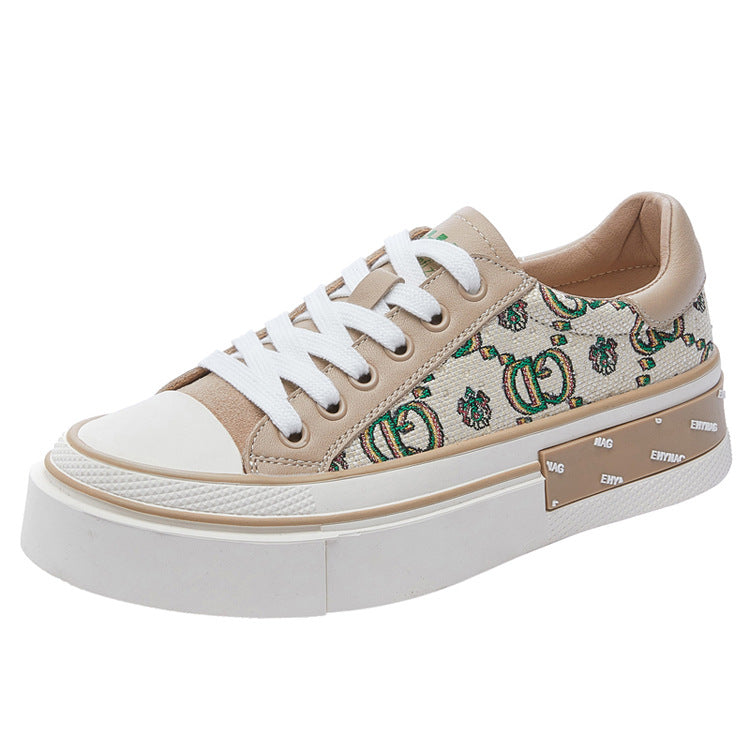 Women's Authentic Rhinestones Round Toe Fashion White Sneakers