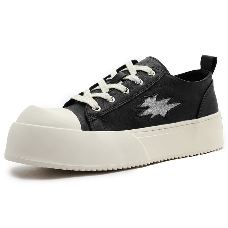 Men's Derby Trendy American Black Commuter Big Head Sneakers