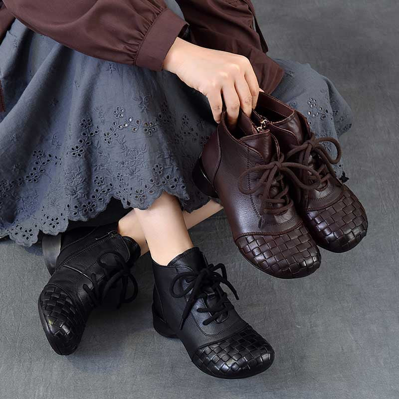 Women's Flat Mom Ankle Beef Tendon Soft Bottom Retro With First Boots
