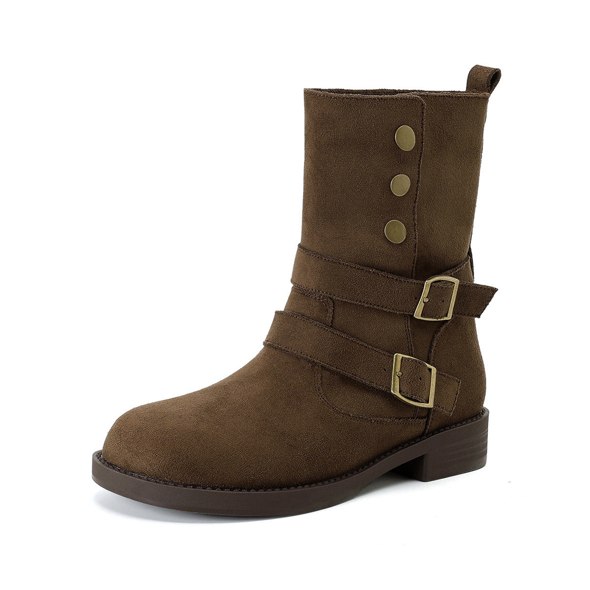 Women's Platform Ankle Two-way Wear Flanging Chunky Short Square Toe Martin Boots