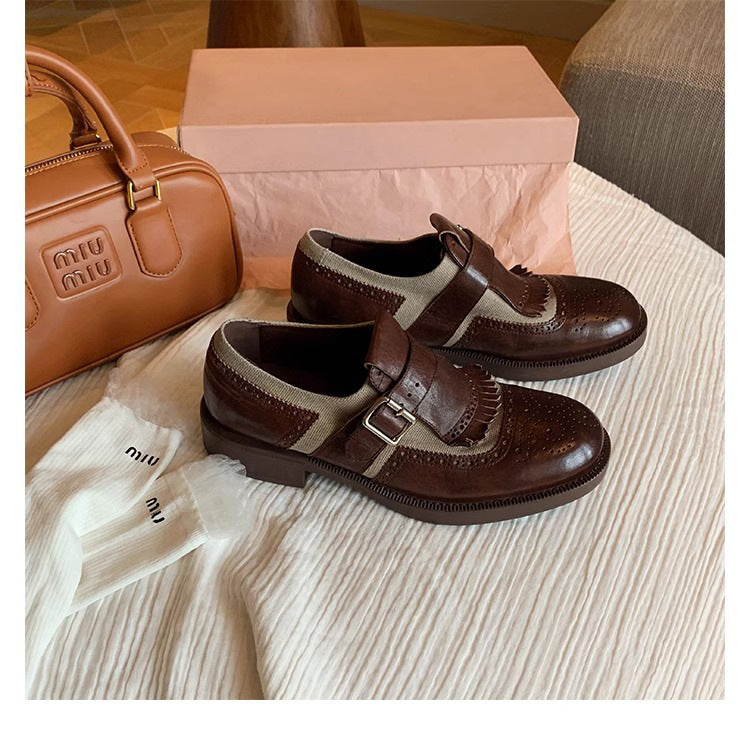 Women's Platform Washed Horse Pattern British Style Women's Shoes