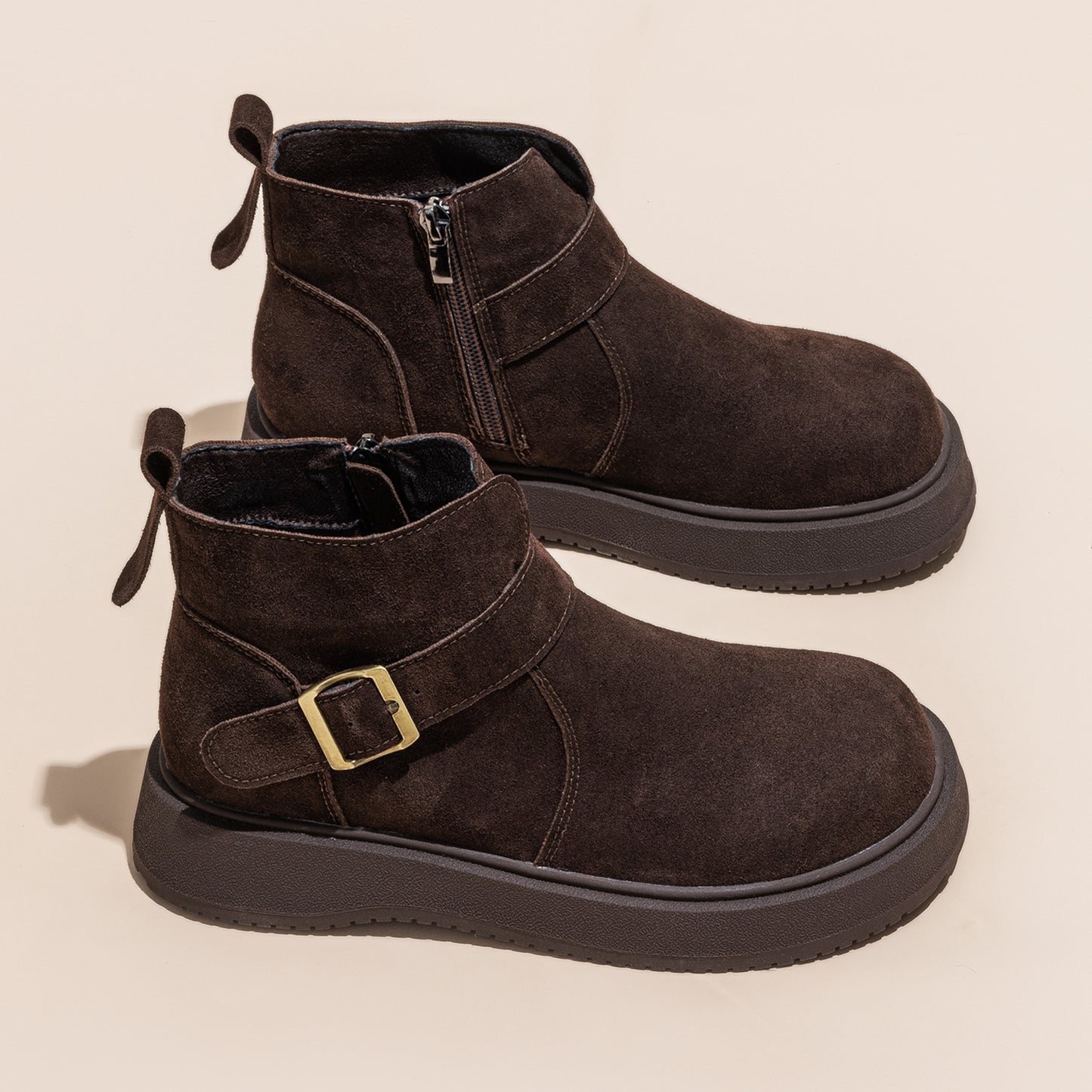 Women's Martin For Thick Bottom Fleece-lined Ankle Women's Leather Boots
