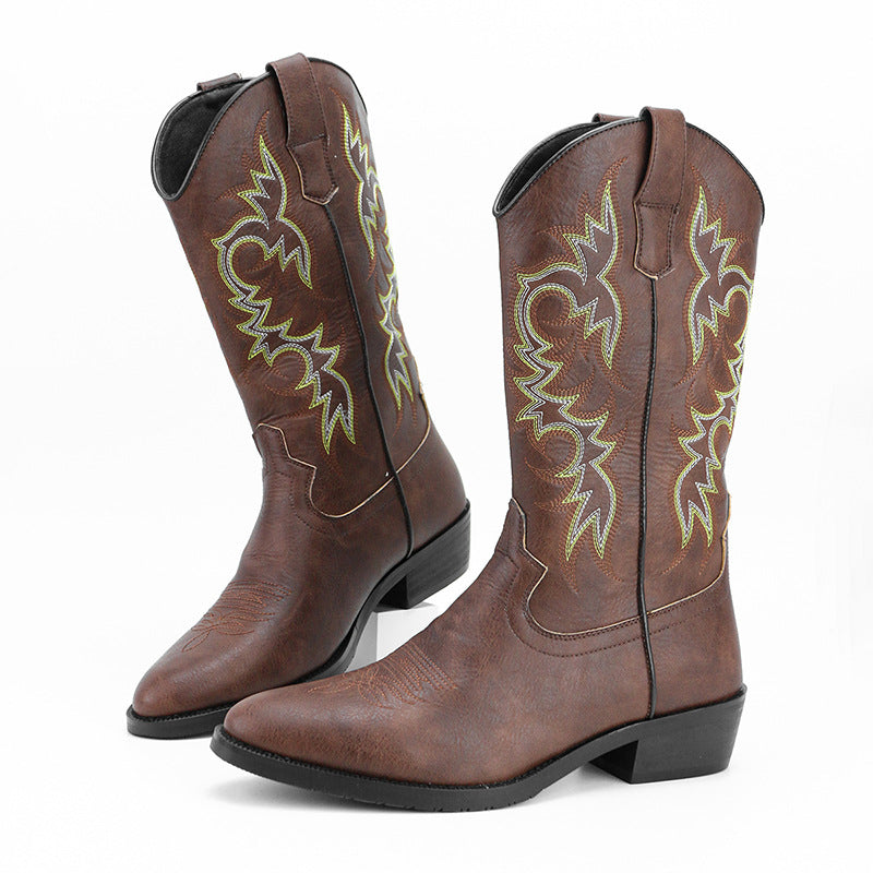Men's Embroidery Retro High Pointed Western Cowboy Boots
