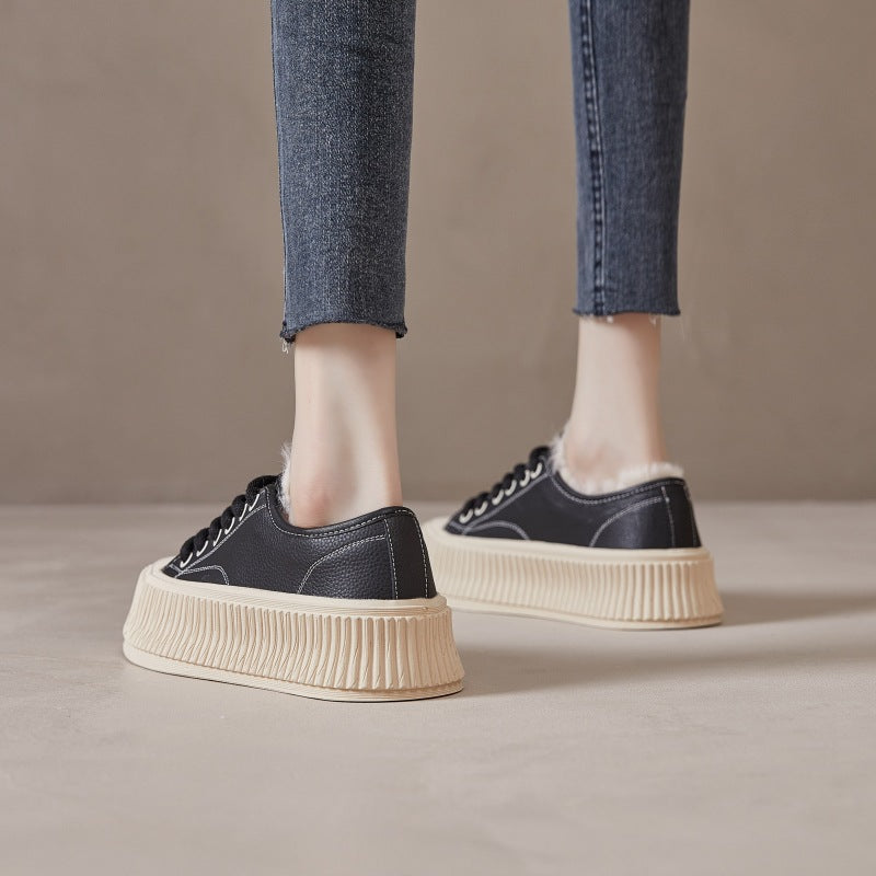 Women's Biscuit Shape Thick Bottom Fleece-lined Winter Casual Shoes