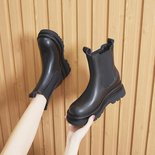 Women's Genuine Smoke Pipe Platform Chelsea Boots