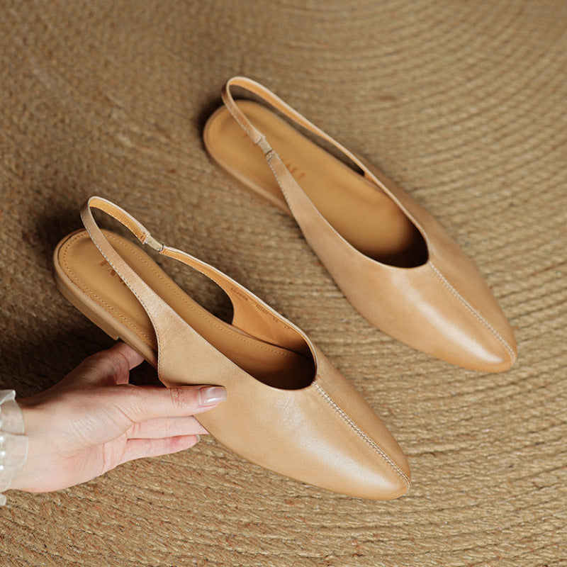Women's Korean Pointed Toe Closed Beef Tendon Soft Bottom Large Size Sandals