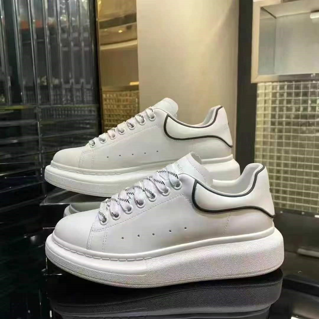 Women's White Platform Heightened Genuine Couple Sneakers