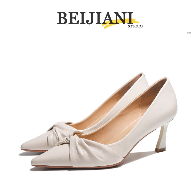 Women's Sheepskin Pointed Toe Twisted High Stiletto Women's Fashion Shoes