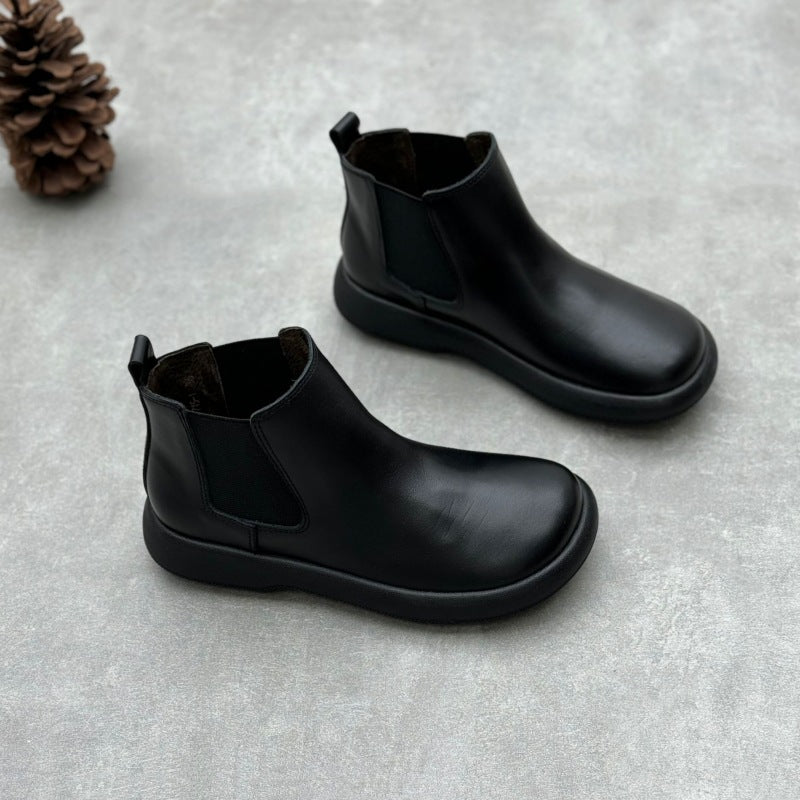 Women's Handmade Art Short Vintage Cotton Linen Round Toe Boots