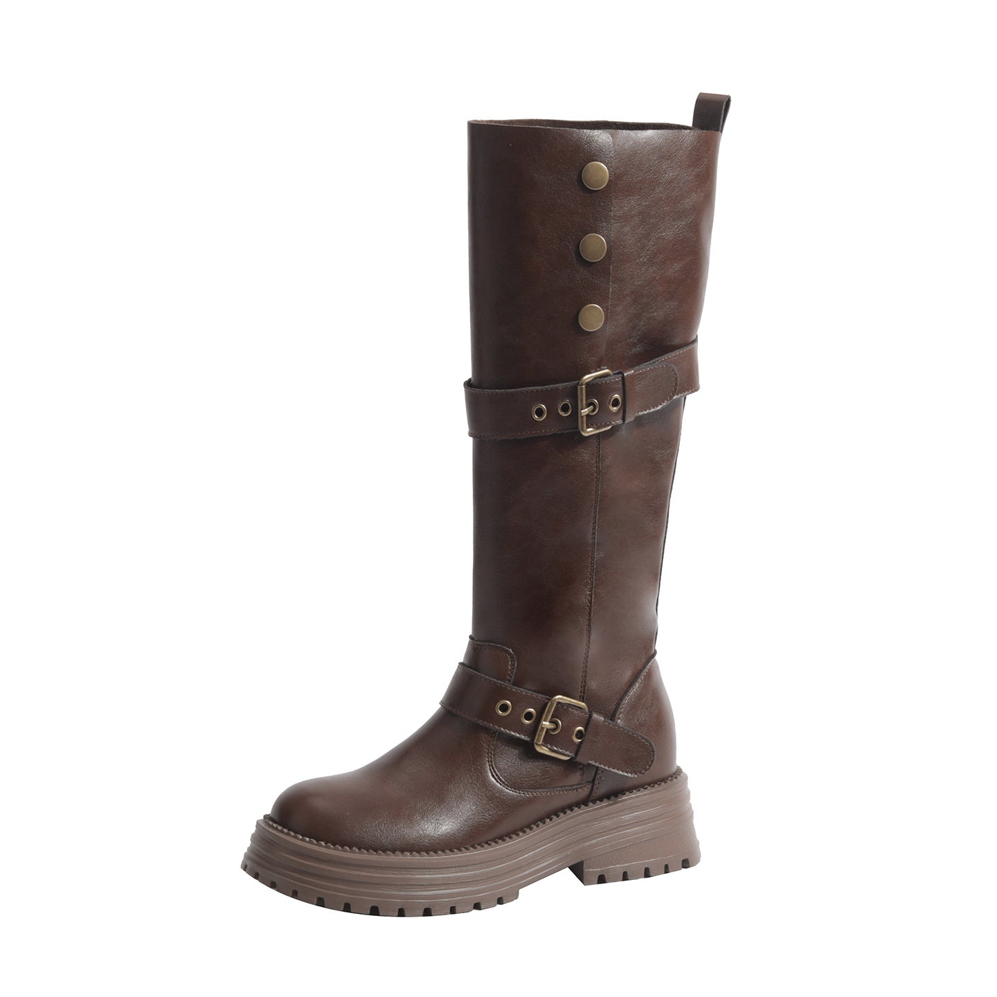 Women's Autumn Height Increased Retro Folding Two-way Wear Thick Bottom Fleece-lined Women's Leather Boots