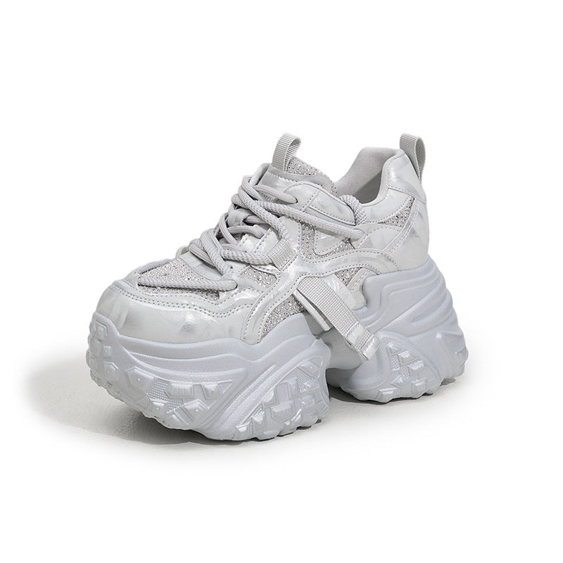 Women's Platform Dad Spring Rhinestone Fashion Small Height Increasing Women's Sports Shoes