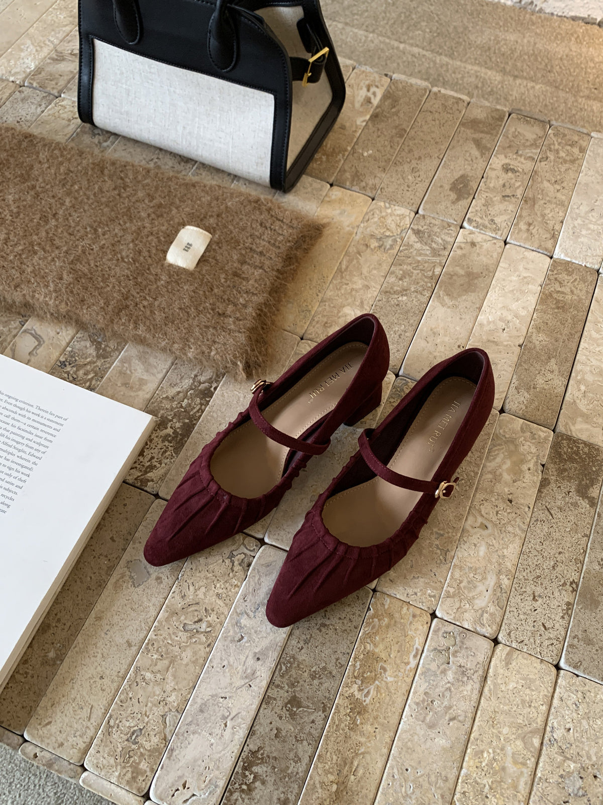 Women's Chunky Red Pumps French Style Temperament Mary Heels