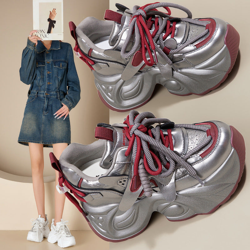 Women's Heightened Daddy Small Platform Thick Bottom Sneakers