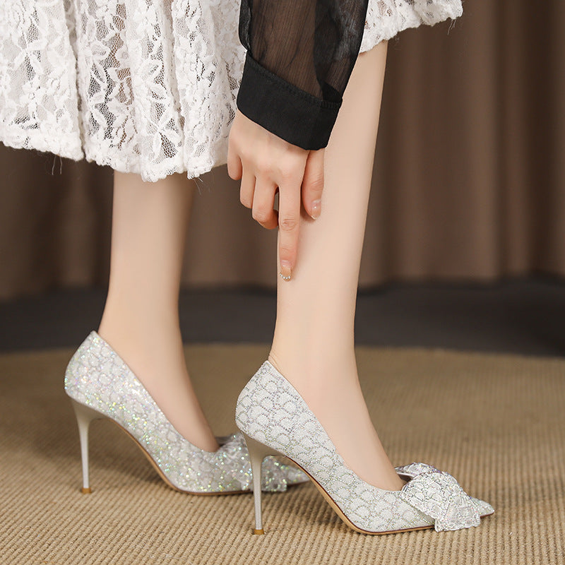 Women's Bird Sexy Rhinestones Stiletto Spring Bow Women's Shoes