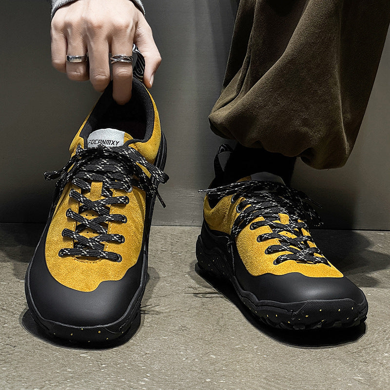 Women's & Men's Fashion Hiking Commuter Outdoor Flat Black Orange Casual Shoes