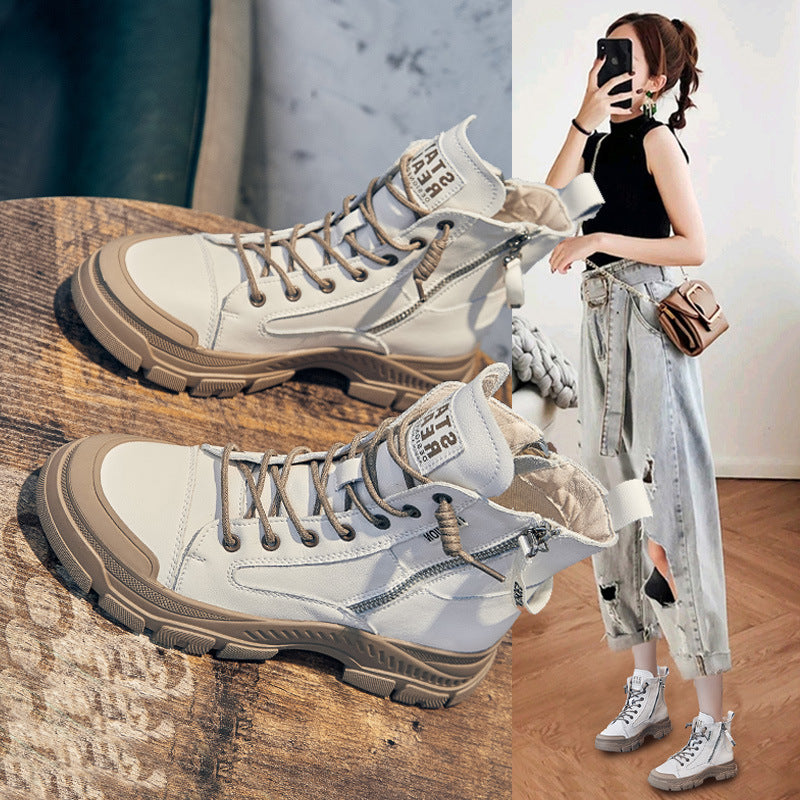 Women's Fashion White Autumn Korean Style Height Women's Board Shoes