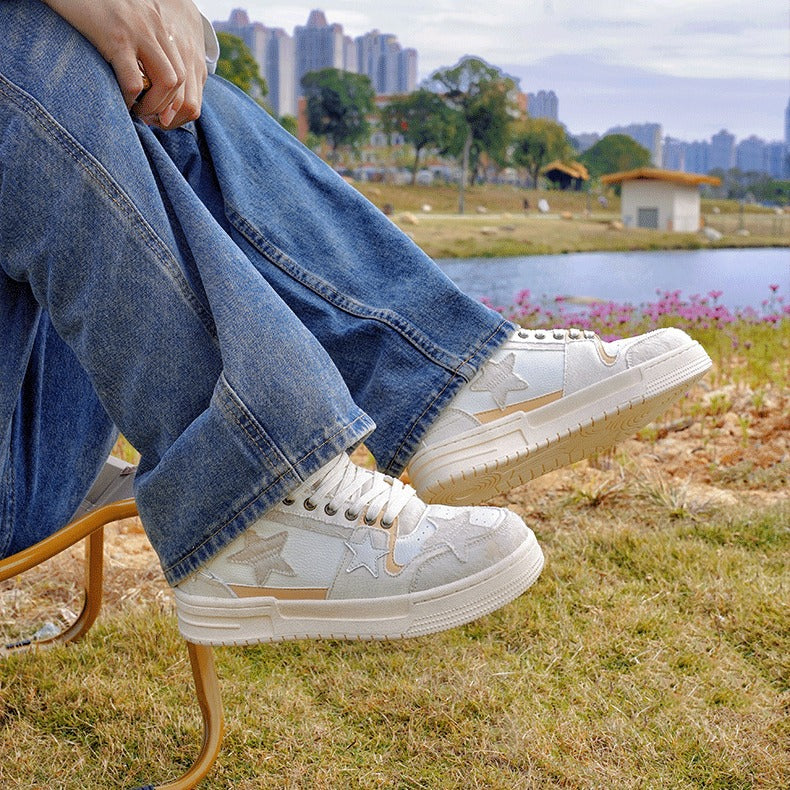 Women's & Men's Blue Stars Board Couple Height Increasing Sneakers
