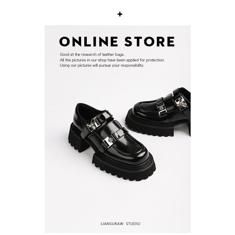 Mouth Double Row Metal Buckle Mary Jane Female Platform Women's Shoes