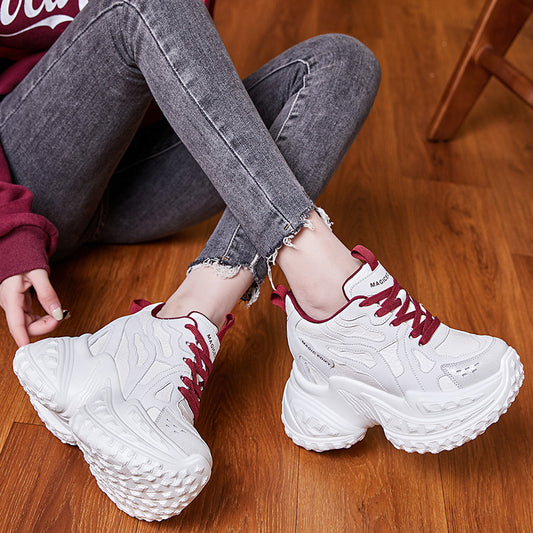 Women's Height Increasing Insole Breathable Clunky Platform Mesh Surface Small Women's Casual Shoes