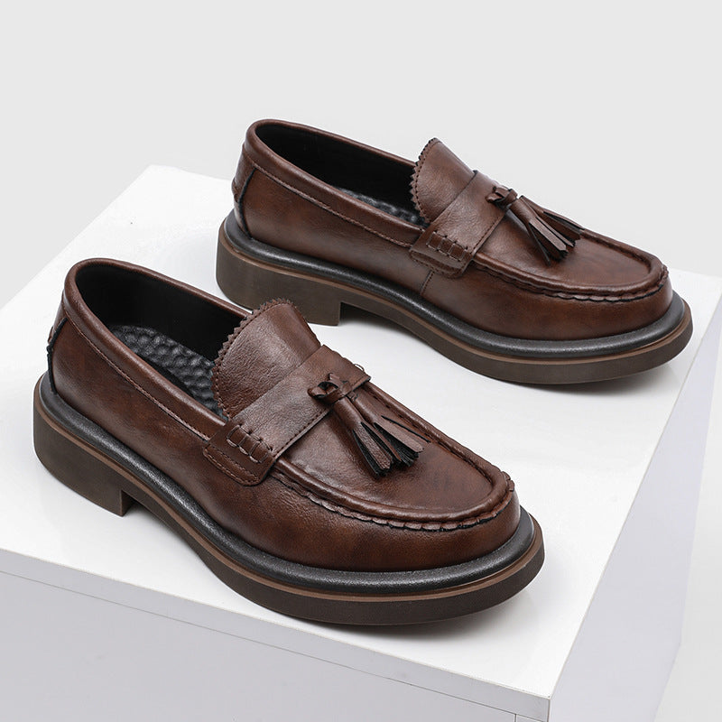 Graceful Men's Summer Fashion Big Head Leather Shoes