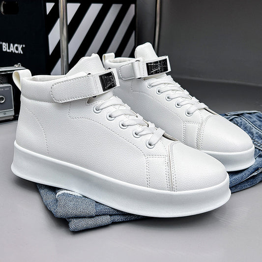 Men's Four White Fashionable Sports Korean Thick Bottom Sneakers