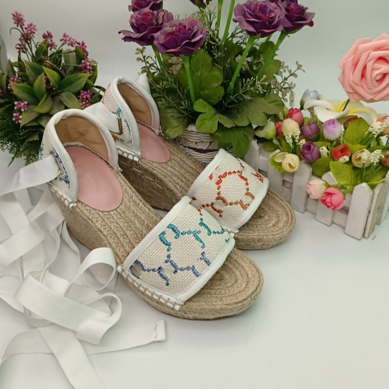 Women's Nigeria Wedge Hemp Rope Trendy Flat Slippers