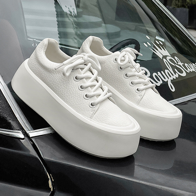 Trendy Design Platform Hight Increasing White Men's Board Shoes