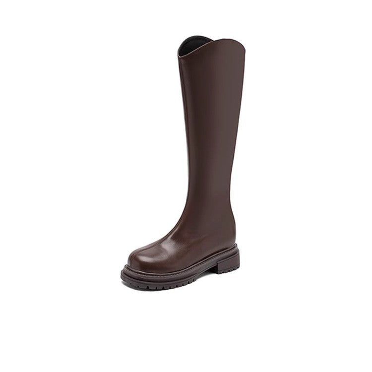 Women's Small Round Head V Cut Thick Bottom Boots