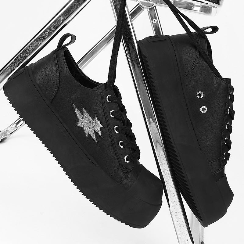 Men's Derby Trendy American Black Commuter Big Head Sneakers