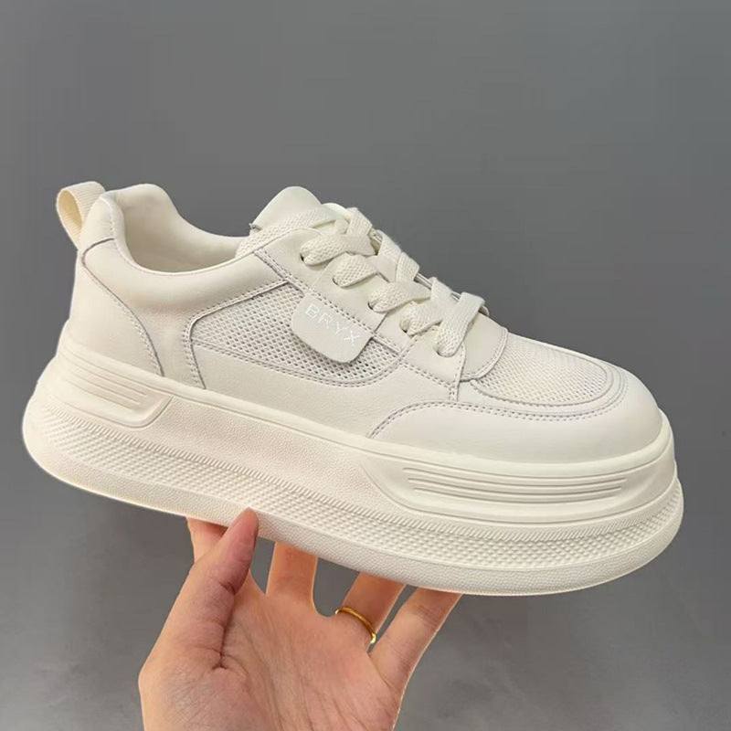 Women's White Spring Breathable Lightweight Muffin Increased Women's Casual Shoes