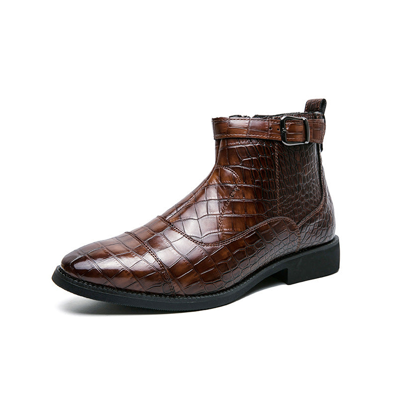 Men's Size Crocodile Ankle Personality Trendy High Boots