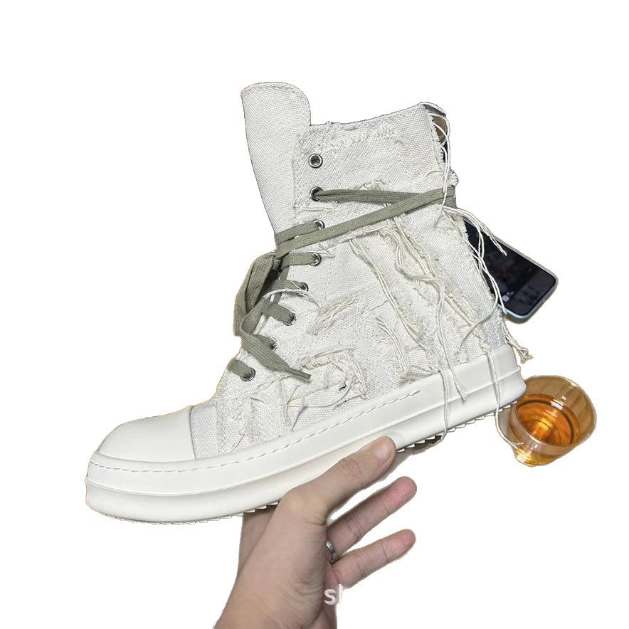 Women's & Men's Tassel Milk Fragrance Board Breathable Distressed Men's Canvas Shoes