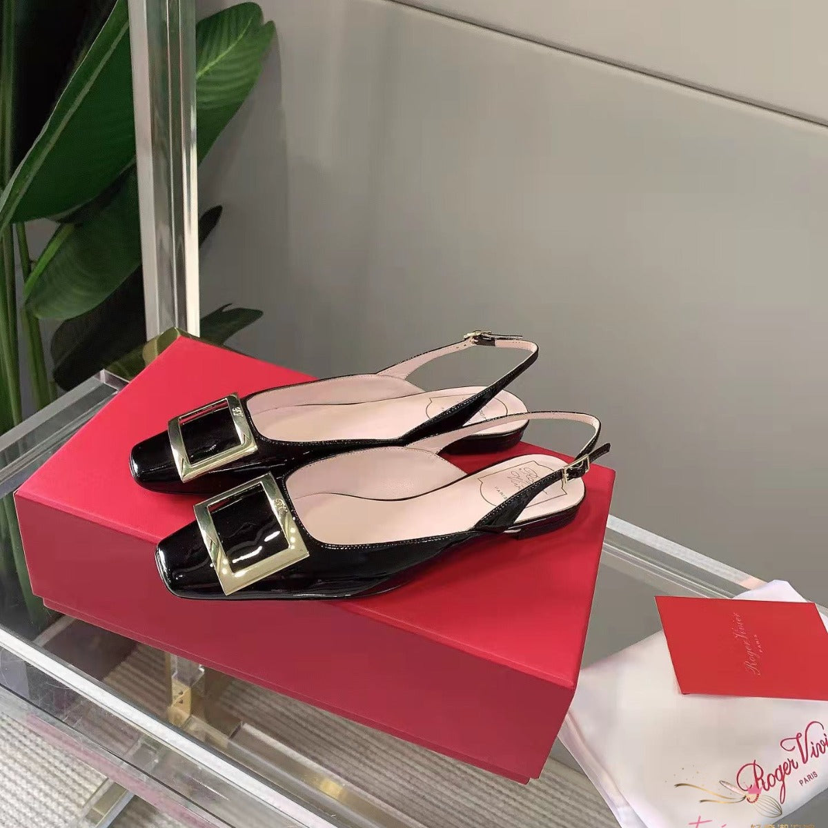 Women's Patent Low Flat Pumps Half Closed Heels