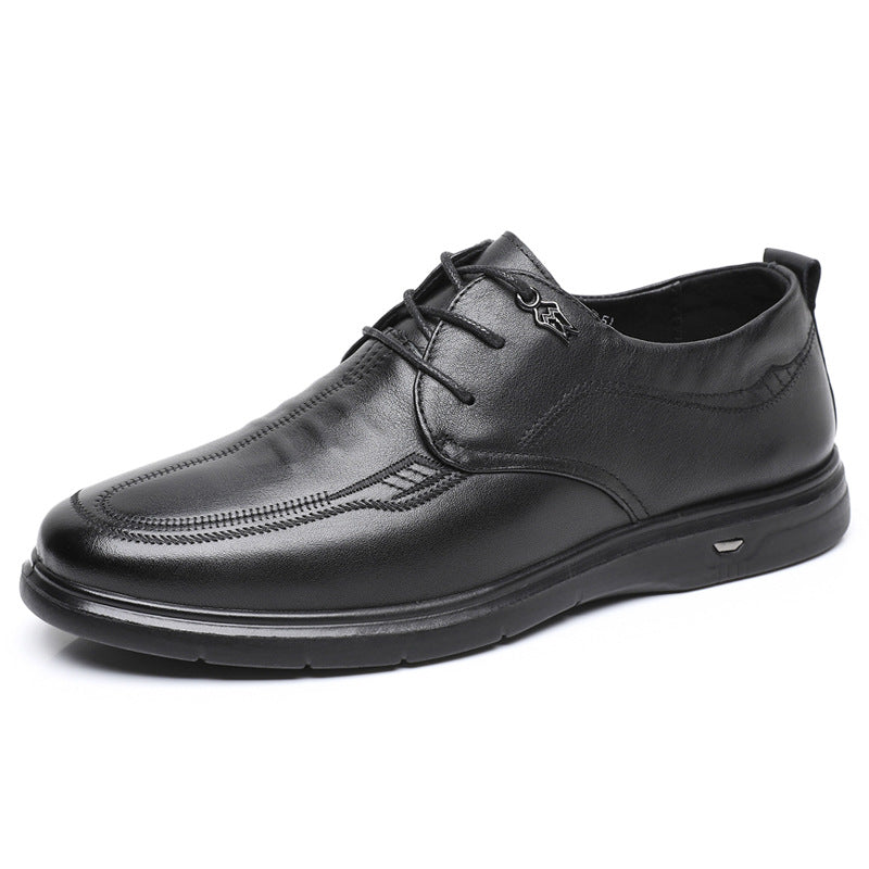 Lace Up Soft Bottom Pumps First Layer Cowhide Men's Casual Leather Shoes