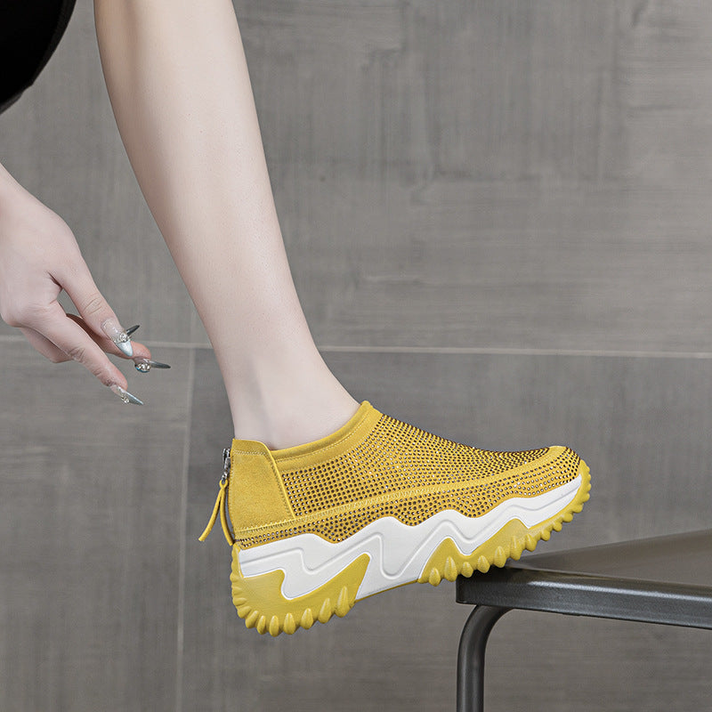 Women's Wear Thick-soled Small Closed Toe Height Increasing Hollow Hole Sports Women's Casual Shoes