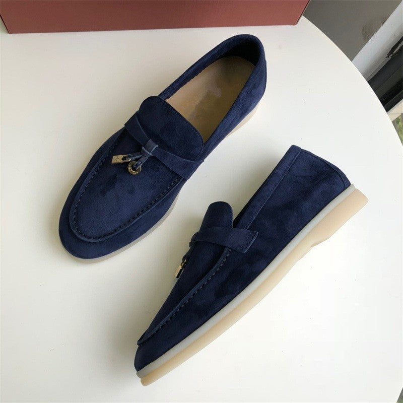 Women's One Pedal Pumps Suede Flat Bottom England Style Loafers