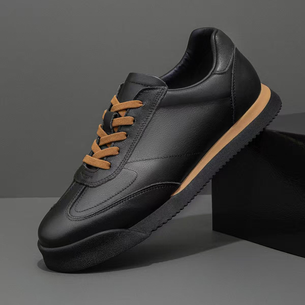 Men's First Layer Cowhide Solid Color Autumn Soft Bottom Men's Casual Shoes