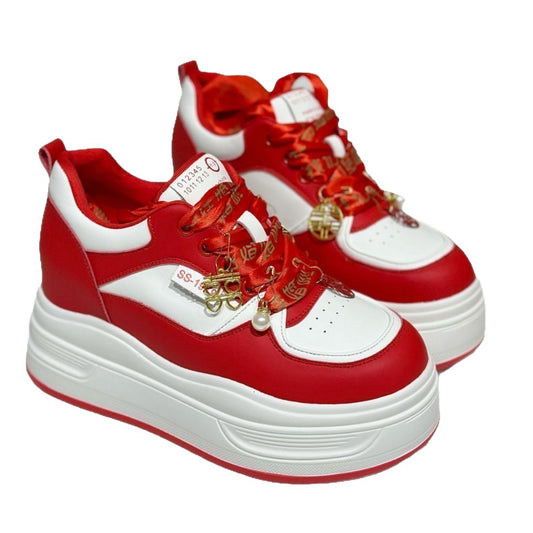 Red Wedding Bridal Platform Height Increasing Heels