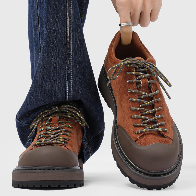 Men's Platform Height Increasing British Fashionable Lace Men's Casual Leather Shoes