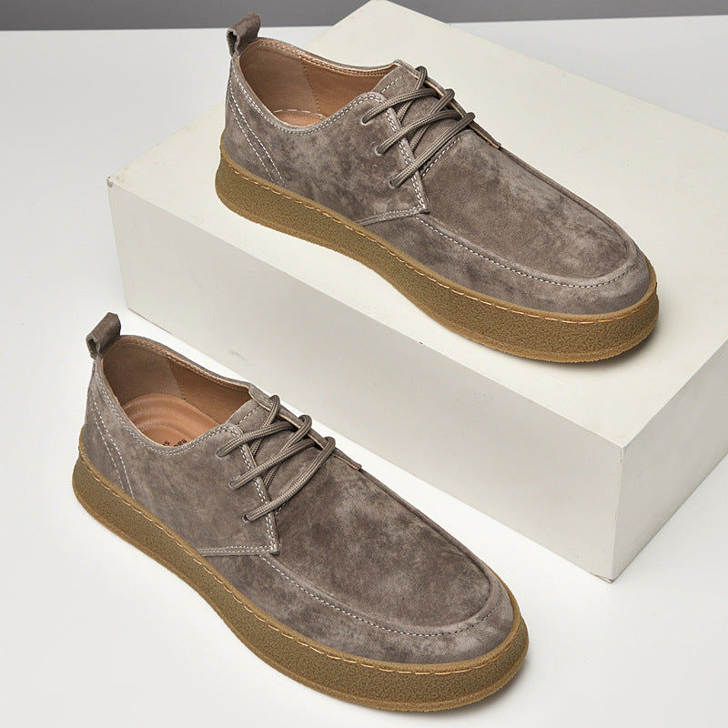 Men's Frosted Surface Handmade Flat Tendon Bottom Muffin Men's Board Shoes