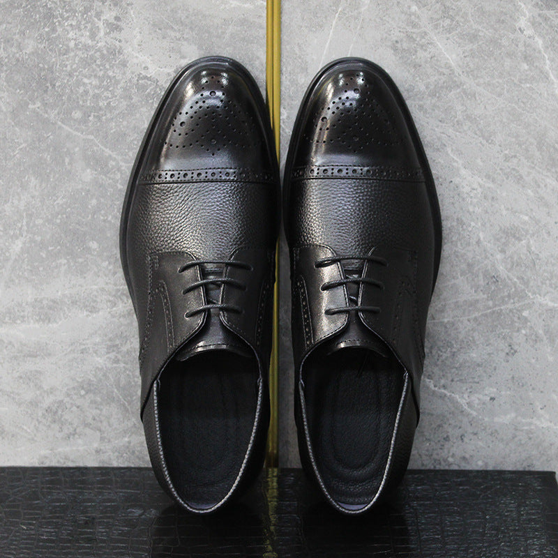 Men's Brogue Business Soft Bottom Pointed Toe Leather Shoes