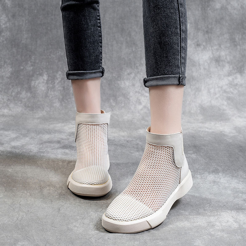 Women's Martin Breathable Full Grain Cowhide Mesh Boots