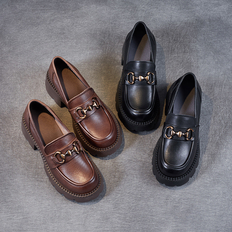 Women's Authentic Platform Buckle Chunky Raise The Loafers