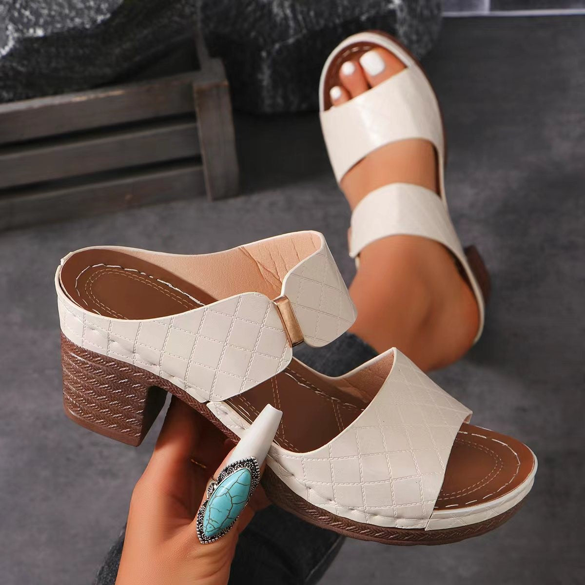 Fashion Thick High Summer Plus Size Heels