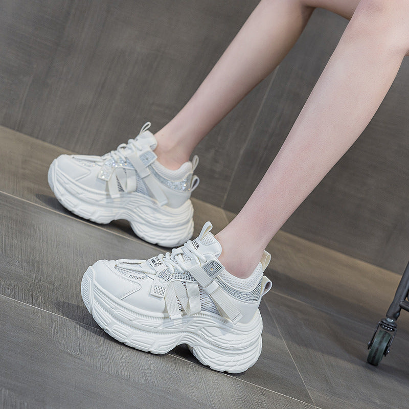 Women's & Men's Platform Height Increasing Insole Color Matching Rhinestone Men's Shoes